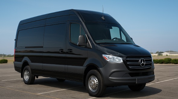 Exterior of Charter Bus Company Glendale's 14 Passenger Sprinter Limousine in Glendale