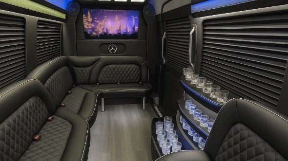 Interior of Peoria Party Bus Company's 14 Passenger Sprinter Limousine in Peoria