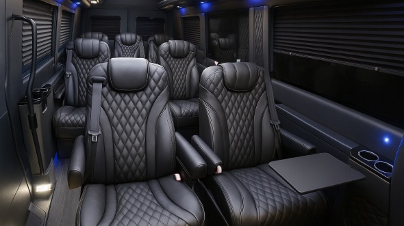 Interior of Charter Bus Company Peoria's 15 Passenger Mini Bus in Peoria