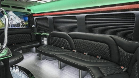 Interior of Charter Bus Company Mesa's 15 Passenger Party Bus in Mesa