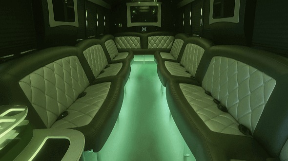 Interior of Charter Bus Company Goodyear's 20 Passenger Party Bus in Goodyear