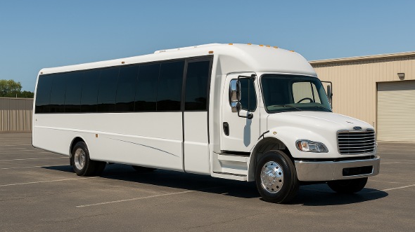 Exterior of Charter Bus Company Goodyear's 28 Passenger Party Bus in Goodyear