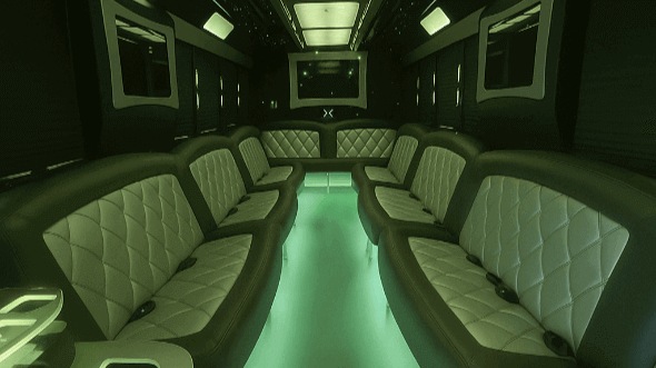 Interior of Charter Bus Company Goodyear's 28 Passenger Party Bus in Goodyear