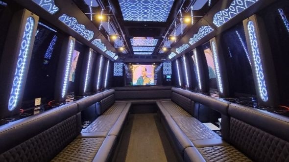 Interior of Charter Bus Company Mesa's 28 Passenger Party Bus in Mesa