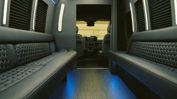 Interior of Charter Bus Company Goodyear's 30 Passenger Party Bus in Goodyear
