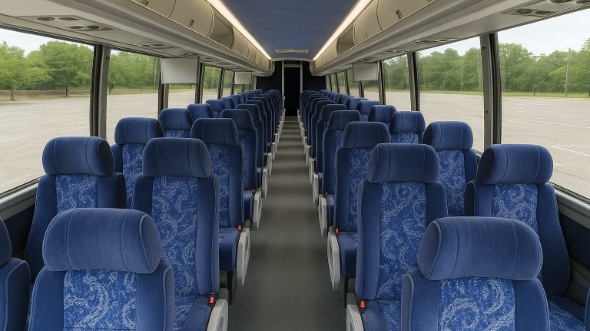 Interior of Charter Bus Company Peoria's 45 Passenger Charter Bus in Peoria