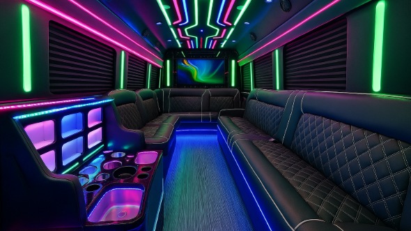 Interior of Charter Bus Company Chandler's 50 Passenger Party Bus in Chandler
