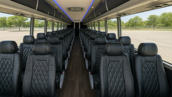 Interior of Charter Bus Company Peoria's 51 Passenger Charter Bus in Peoria