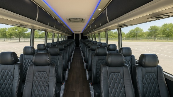 Interior of Charter Bus Company Peoria's 56 Passenger Charter Bus in Peoria