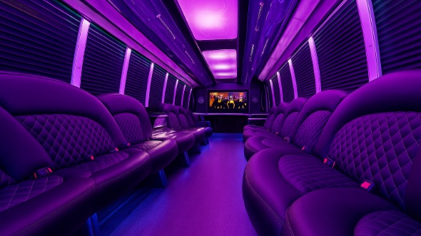 peoria 40 passenger party bus inside